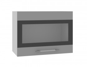 Ройс ВПГСФ 600 Шкаф верхний горизонтальный со стеклом с фотопечатью высокий (Грей софт/корпус Серый) в Саргатском - sargatskoe.katalogmebeli.com | фото