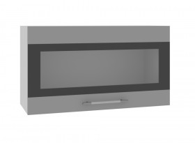 Ройс ВПГСФ 800 Шкаф верхний горизонтальный со стеклом с фотопечатью высокий (Белый софт/корпус Серый) в Саргатском - sargatskoe.katalogmebeli.com | фото