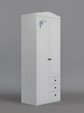 Шкаф 2-х створчатый с ящиками Бэлла (Выбеленное дерево/Белый) в Саргатском - sargatskoe.katalogmebeli.com | фото