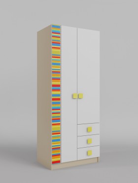 Шкаф 2-х створчатый с ящиками Клаксон без машинок (Белый/корпус Клен) в Саргатском - sargatskoe.katalogmebeli.com | фото 1