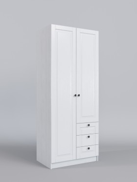 Шкаф 2-х створчатый с ящиками Классика (Белый/корпус Выбеленное дерево) в Саргатском - sargatskoe.katalogmebeli.com | фото