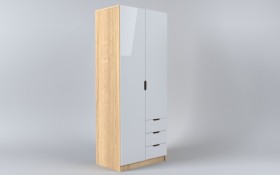 Шкаф 2-х створчатый с ящиками Лофт (Белый/корпус Дуб Сонома) в Саргатском - sargatskoe.katalogmebeli.com | фото