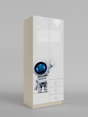 Шкаф 2-х створчатый с ящиками Санни (Белый/корпус Клен) в Саргатском - sargatskoe.katalogmebeli.com | фото