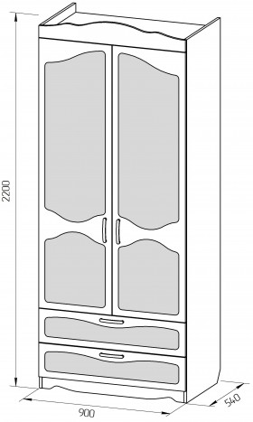 Шкаф 2-х створчатый с ящиками серии Иллюзия 31 Светло-сиреневый в Саргатском - sargatskoe.katalogmebeli.com | фото 2