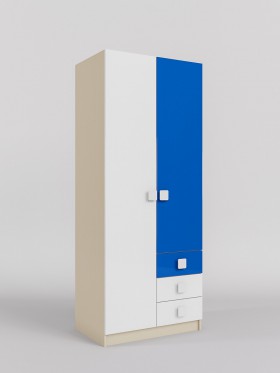 Шкаф 2-х створчатый с ящиками Скай люкс (Синий/Белый/корпус Клен) в Саргатском - sargatskoe.katalogmebeli.com | фото 1