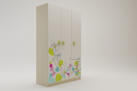 Шкаф 3-х створчатый с ящиками Флёр (Белый/корпус Клен) в Саргатском - sargatskoe.katalogmebeli.com | фото