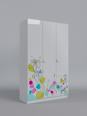 Шкаф 3-х створчатый с ящиками Флёр (Белый/корпус Выбеленное дерево) в Саргатском - sargatskoe.katalogmebeli.com | фото