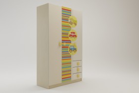 Шкаф 3-х створчатый с ящиками Клаксон (Бежевый/корпус Клен) в Саргатском - sargatskoe.katalogmebeli.com | фото