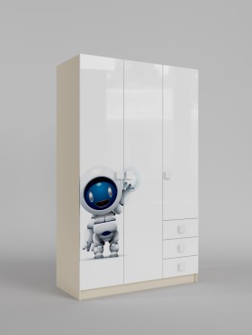 Шкаф 3-х створчатый с ящиками Санни (Белый/корпус Клен) в Саргатском - sargatskoe.katalogmebeli.com | фото