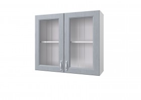 Шкаф 80 с 2-мя витринами Принцесса (Серый/корпус Белый) в Саргатском - sargatskoe.katalogmebeli.com | фото