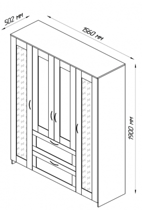 Шкаф четырехдверный Сириус с 1 зеркалом и 2 ящиками дуб сонома в Саргатском - sargatskoe.katalogmebeli.com | фото 2
