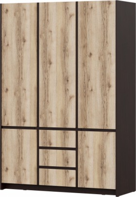 Модульная система "Прага" Шкаф для одежды трехстворчатый Дуб Венге/Дуб Делано в Саргатском - sargatskoe.katalogmebeli.com | фото