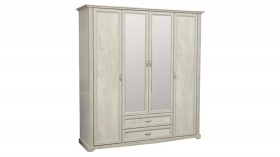 Шкаф для одежды "Сохо" (бетон пайн белый/2 ящика/зеркало) в Саргатском - sargatskoe.katalogmebeli.com | фото