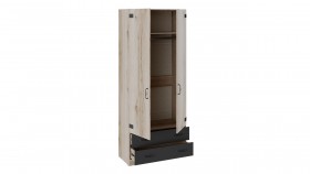 Шкаф для одежды комбинированный «Окланд» (Фон Черный/Дуб Делано) в Саргатском - sargatskoe.katalogmebeli.com | фото 2