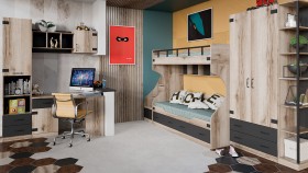 Шкаф для одежды комбинированный «Окланд» (Фон Черный/Дуб Делано) в Саргатском - sargatskoe.katalogmebeli.com | фото 4