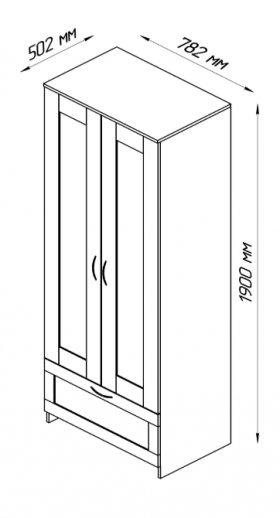 Шкаф двухдверный Сириус с 1 ящиком белый в Саргатском - sargatskoe.katalogmebeli.com | фото 2