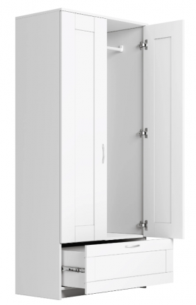 Шкаф двухдверный Сириус с 1 ящиком белый в Саргатском - sargatskoe.katalogmebeli.com | фото 3