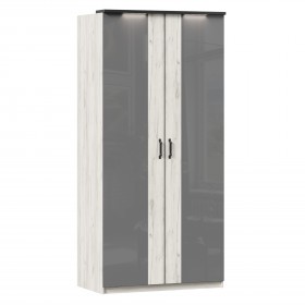 Техно ЛД 678.130.000.007 Шкаф 2-хстворчатый с комбинированными дверями (Дуб Крафт белый/Серый шифер) в Саргатском - sargatskoe.katalogmebeli.com | фото