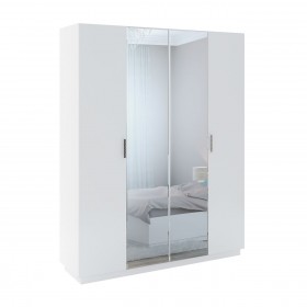 Шкаф с зер. 4 двери М22 Спальня Тиффани (белый текстурный) в Саргатском - sargatskoe.katalogmebeli.com | фото