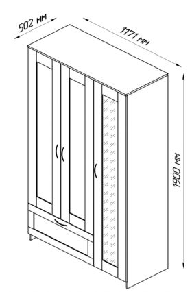 Шкаф трехдверный Сириус с зеркалом и 1 ящиком белый в Саргатском - sargatskoe.katalogmebeli.com | фото 2
