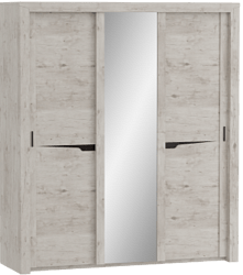 Шкаф трехдверный Соренто с раздвижными дверями Дуб бонифаций/Кофе структурный матовый в Саргатском - sargatskoe.katalogmebeli.com | фото 1