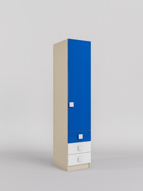 Шкаф угловой (секция с ящиками) Скай люкс (Синий/Белый/корпус Клен) в Саргатском - sargatskoe.katalogmebeli.com | фото