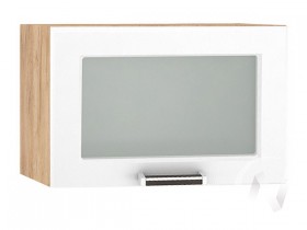 Шкаф верхний со стеклом Прага ШВГС 500 (Белое дерево/корпус дуб крафт золотой) в Саргатском - sargatskoe.katalogmebeli.com | фото