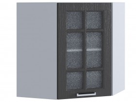 Шкаф верхний угловой со стеклом 590, ШВУС 590 (Клен серый/корпус белый) в Саргатском - sargatskoe.katalogmebeli.com | фото