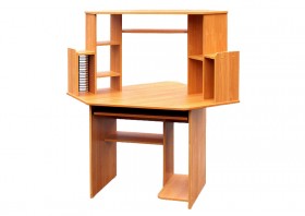 Угловой компьютерный стол (Вишня Оксфорд) в Саргатском - sargatskoe.katalogmebeli.com | фото