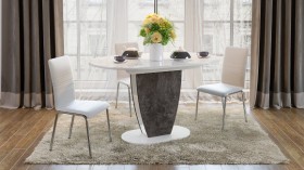 Стол обеденный «Монреаль» Тип 1 (Белый глянец/Моод темный) в Саргатском - sargatskoe.katalogmebeli.com | фото