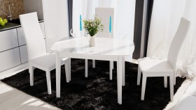 Стол обеденный «Портофино» (Белый глянец/Стекло белое) в Саргатском - sargatskoe.katalogmebeli.com | фото 2