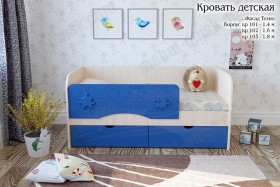 Техно Кровать детская 2 ящика 1.6 Синий глянец в Саргатском - sargatskoe.katalogmebeli.com | фото