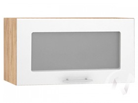 Шкаф со стеклом Валерия-М ШВГС-600 (Белый глянец/Дуб Крафт Золотой/верхний/горизонтальный) в Саргатском - sargatskoe.katalogmebeli.com | фото
