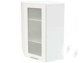 Угловой шкаф со стеклом Валерия-М ШВУС-599 (Белый глянец/Белый/верхний/высокий) в Саргатском - sargatskoe.katalogmebeli.com | фото
